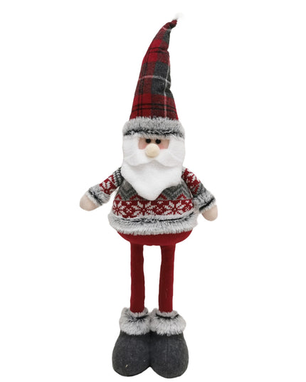 Figurina Decorativa, Pentru Craciun, Mos Craciun, Picioare Telescopice, Inaltime Reglabila 44- , Bluza cu Fulgi