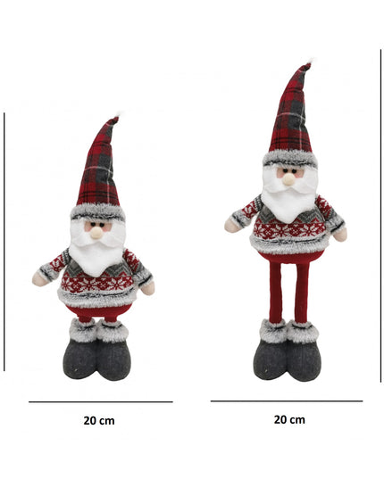 Figurina Decorativa, Pentru Craciun, Mos Craciun, Picioare Telescopice, Inaltime Reglabila 44- , Bluza cu Fulgi