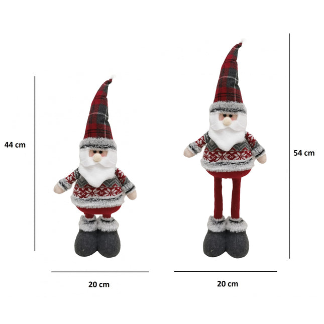 Figurina Decorativa, Pentru Craciun, Mos Craciun, Picioare Telescopice, Inaltime Reglabila 44- , Bluza cu Fulgi