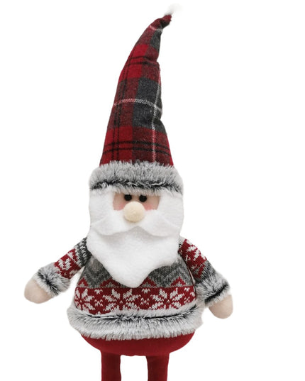 Figurina Decorativa, Pentru Craciun, Mos Craciun, Picioare Telescopice, Inaltime Reglabila 44- , Bluza cu Fulgi