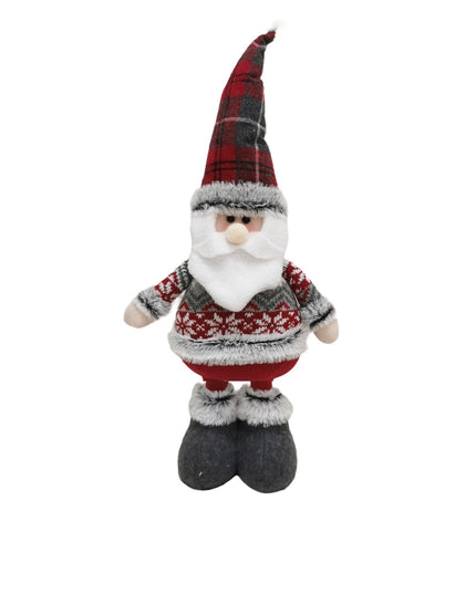 Figurina Decorativa, Pentru Craciun, Mos Craciun, Picioare Telescopice, Inaltime Reglabila 44- , Bluza cu Fulgi