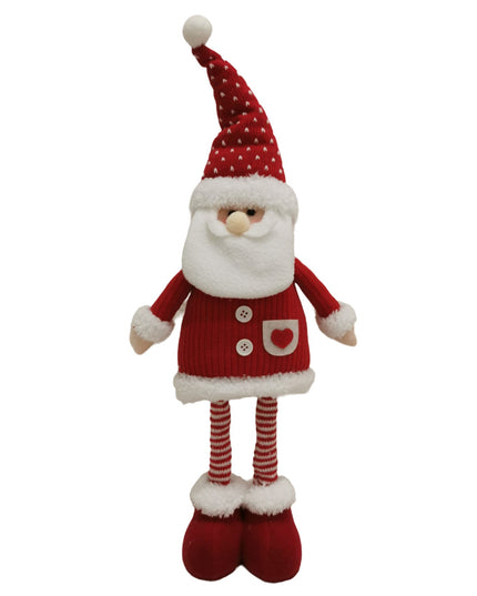 Figurina Decorativa, Pentru Craciun, Mos Craciun, Picioare Telescopice, Inaltime Reglabila 44- , Caciula cu Inimioare