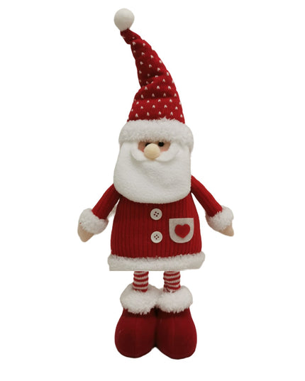 Figurina Decorativa, Pentru Craciun, Mos Craciun, Picioare Telescopice, Inaltime Reglabila 44- , Caciula cu Inimioare