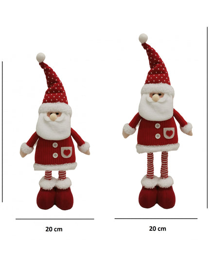 Figurina Decorativa, Pentru Craciun, Mos Craciun, Picioare Telescopice, Inaltime Reglabila 44- , Caciula cu Inimioare