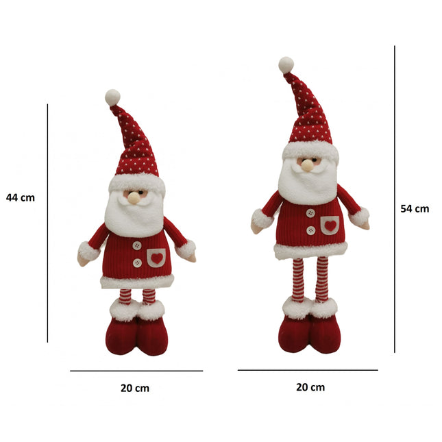 Figurina Decorativa, Pentru Craciun, Mos Craciun, Picioare Telescopice, Inaltime Reglabila 44- , Caciula cu Inimioare