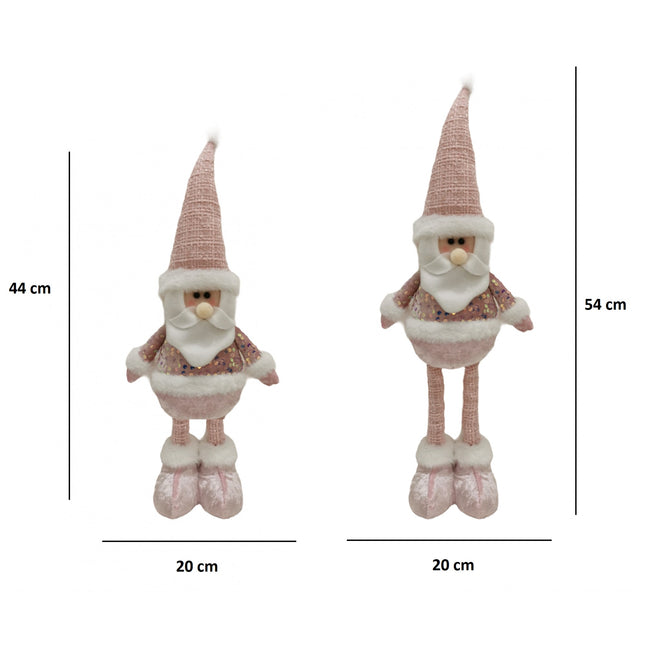 Figurina Decorativa, Pentru Craciun, Mos Craciun, Picioare Telescopice, Inaltime Reglabila 44- , Bluza cu Paiete