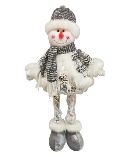 Figurina Decorativa, Pentru Craciun, Om de Zapada, Picioare Telescopice, Inaltime Reglabila 33- , Pantaloni Luciosi