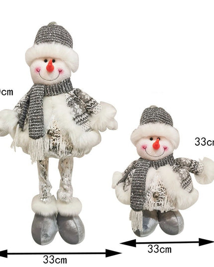 Figurina Decorativa, Pentru Craciun, Om de Zapada, Picioare Telescopice, Inaltime Reglabila 33- , Pantaloni Luciosi