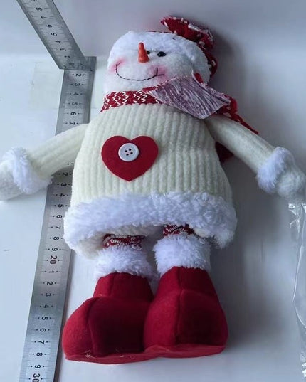 Figurina Decorativa, Pentru Craciun, Om de Zapada, Picioare Telescopice, Inaltime Reglabila 44- , Caciula cu Inimioare