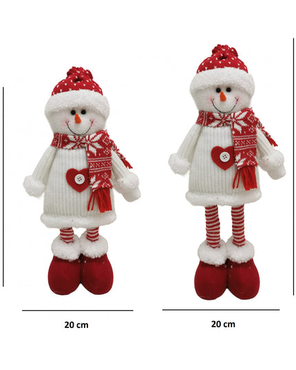 Figurina Decorativa, Pentru Craciun, Om de Zapada, Picioare Telescopice, Inaltime Reglabila 44- , Caciula cu Inimioare