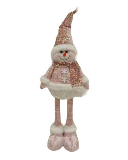 Figurina Decorativa, Pentru Craciun, Om de Zapada, Picioare Telescopice, Inaltime Reglabila 44- , Caciula cu Paiete