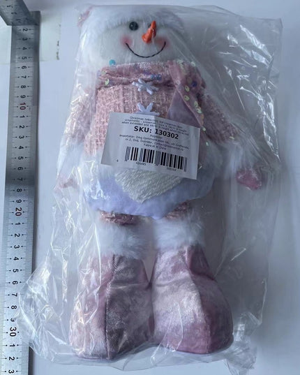 Figurina Decorativa, Pentru Craciun, Om de Zapada, Picioare Telescopice, Inaltime Reglabila 44- , Caciula cu Paiete