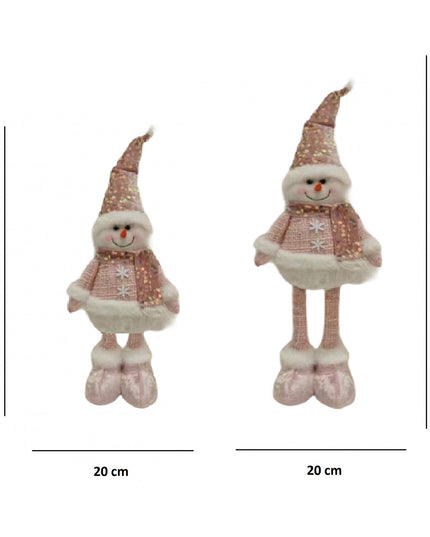 Figurina Decorativa, Pentru Craciun, Om de Zapada, Picioare Telescopice, Inaltime Reglabila 44- , Caciula cu Paiete