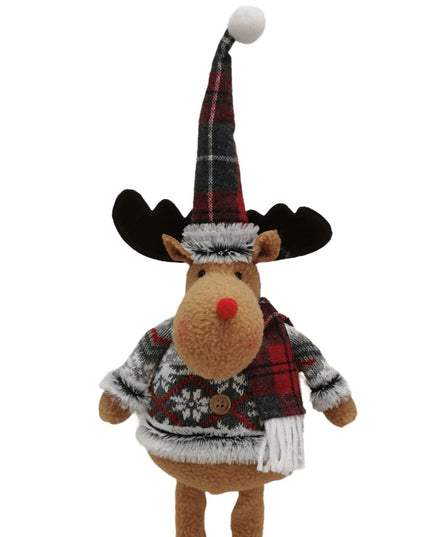 Figurina Decorativa, Pentru Craciun, Ren, Picioare Telescopice, Inaltime Reglabila 44- , Bluza cu Fulgi