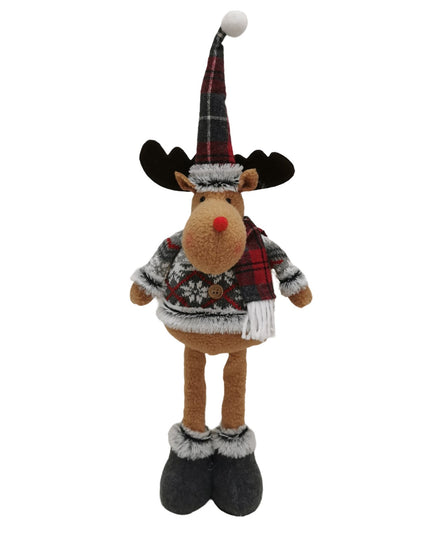 Figurina Decorativa, Pentru Craciun, Ren, Picioare Telescopice, Inaltime Reglabila 44- , Bluza cu Fulgi