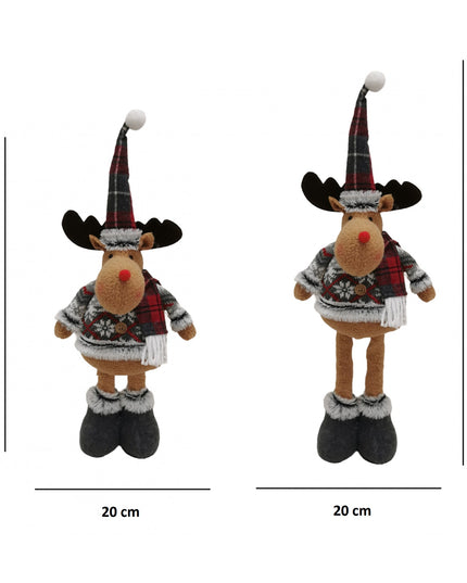 Figurina Decorativa, Pentru Craciun, Ren, Picioare Telescopice, Inaltime Reglabila 44- , Bluza cu Fulgi