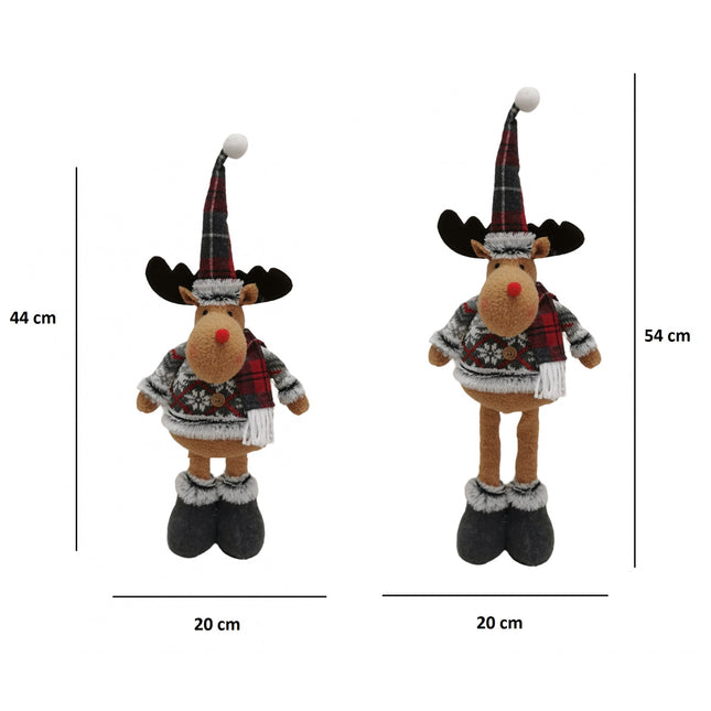 Figurina Decorativa, Pentru Craciun, Ren, Picioare Telescopice, Inaltime Reglabila 44- , Bluza cu Fulgi
