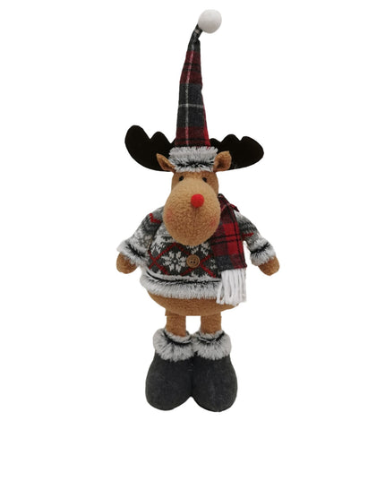 Figurina Decorativa, Pentru Craciun, Ren, Picioare Telescopice, Inaltime Reglabila 44- , Bluza cu Fulgi