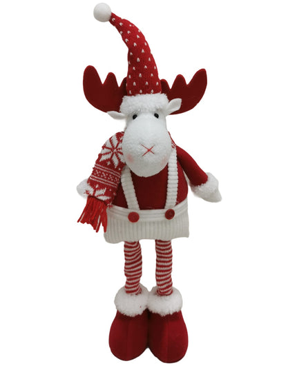 Figurina Decorativa, Pentru Craciun, Ren, Picioare Telescopice, Inaltime Reglabila 44- , Caciula cu Inimioare