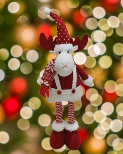 Figurina Decorativa, Pentru Craciun, Ren, Picioare Telescopice, Inaltime Reglabila 44- , Caciula cu Inimioare