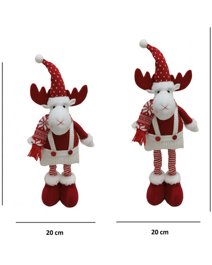 Figurina Decorativa, Pentru Craciun, Ren, Picioare Telescopice, Inaltime Reglabila 44- , Caciula cu Inimioare