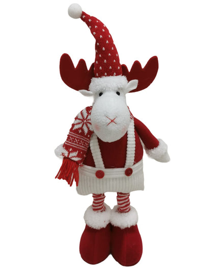 Figurina Decorativa, Pentru Craciun, Ren, Picioare Telescopice, Inaltime Reglabila 44- , Caciula cu Inimioare