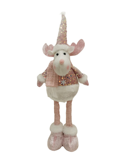 Figurina Decorativa, Pentru Craciun, Ren, Picioare Telescopice, Inaltime Reglabila 44- , Bluza cu Paiete