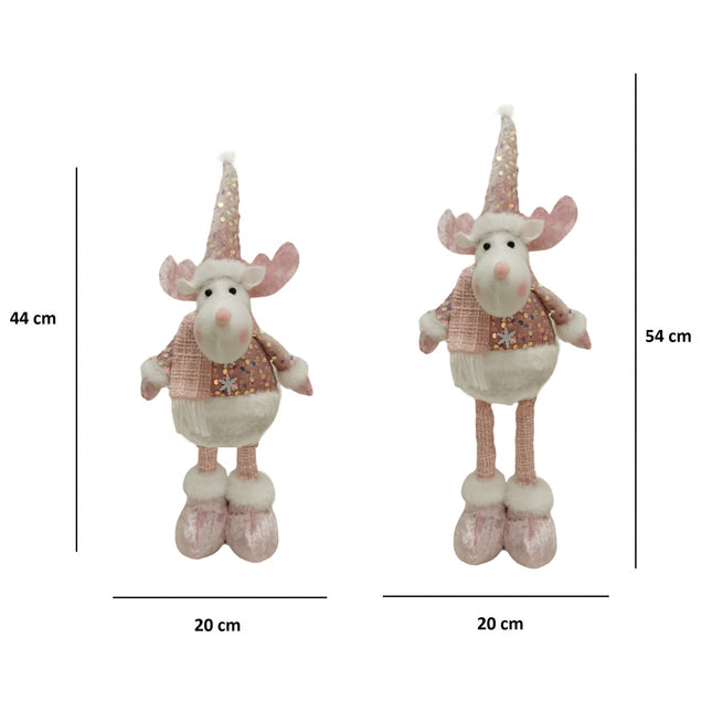 Figurina Decorativa, Pentru Craciun, Ren, Picioare Telescopice, Inaltime Reglabila 44- , Bluza cu Paiete