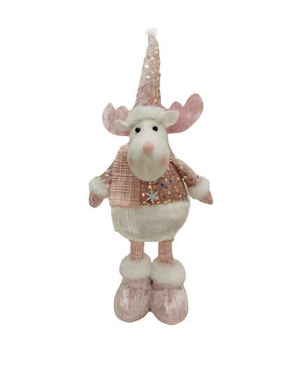 Figurina Decorativa, Pentru Craciun, Ren, Picioare Telescopice, Inaltime Reglabila 44- , Bluza cu Paiete