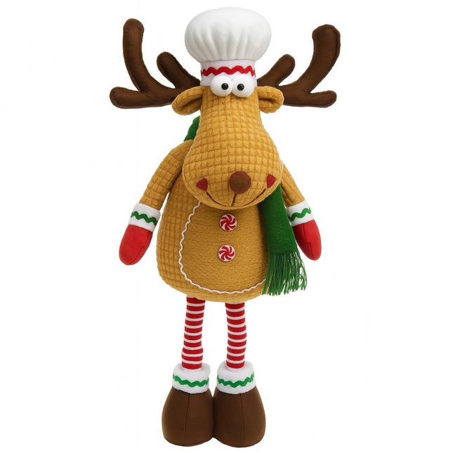 Figurina de Craciun Ren Bucatar Textil, Ren Telescopic pentru Craciun, din Material Textil Moale in 2 Dimensiuni
