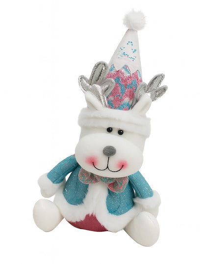Figurina de Craciun Ren cu Palarie, Figurina Decorativa Ren de Craciun pentru Sarbatorile de Iarna