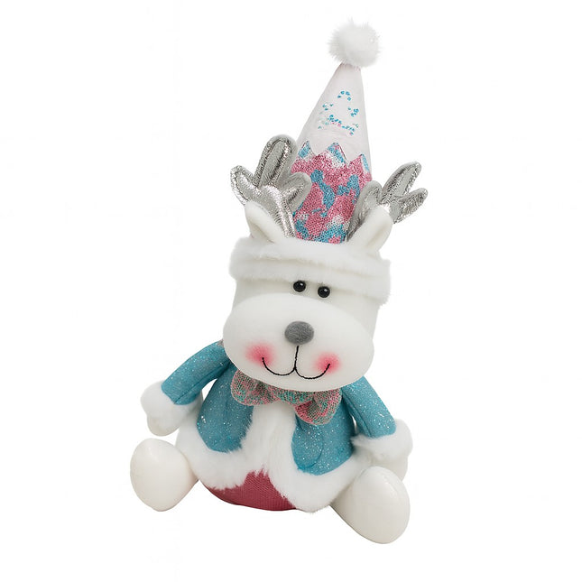 Figurina de Craciun Ren cu Palarie, Figurina Decorativa Ren de Craciun pentru Sarbatorile de Iarna