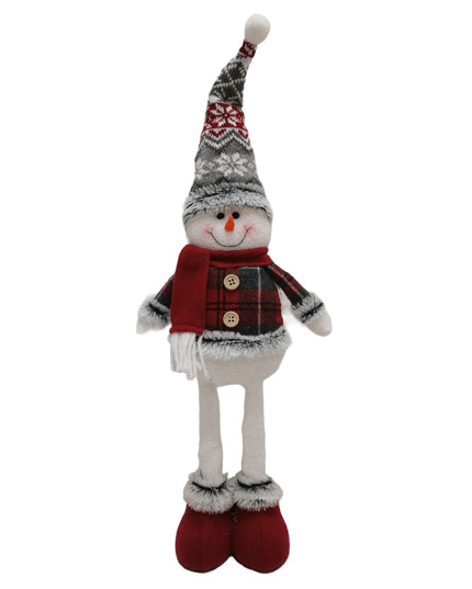 Figurina Decorativa, Pentru Craciun, Om de Zapada, Picioare Telescopice, Inaltime Reglabila 44- , Caciula cu Fugi