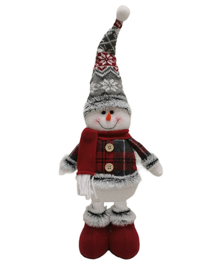 Figurina Decorativa, Pentru Craciun, Om de Zapada, Picioare Telescopice, Inaltime Reglabila 44- , Caciula cu Fugi