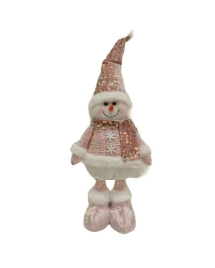 Figurina Decorativa, Pentru Craciun, Om de Zapada, Picioare Telescopice, Inaltime Reglabila 44- , Caciula cu Paiete