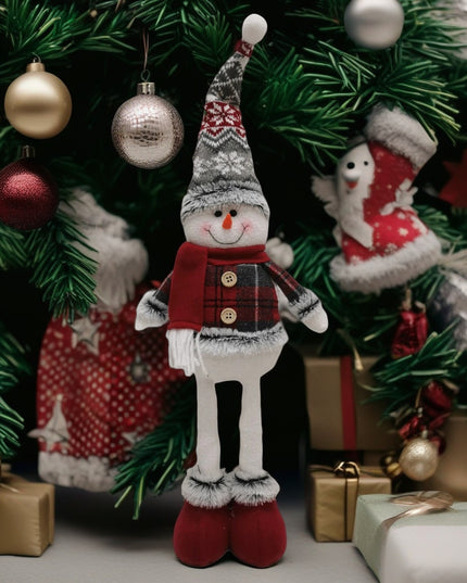 Figurina Decorativa, Pentru Craciun, Om de Zapada, Picioare Telescopice, Inaltime Reglabila 44- , Caciula cu Fugi
