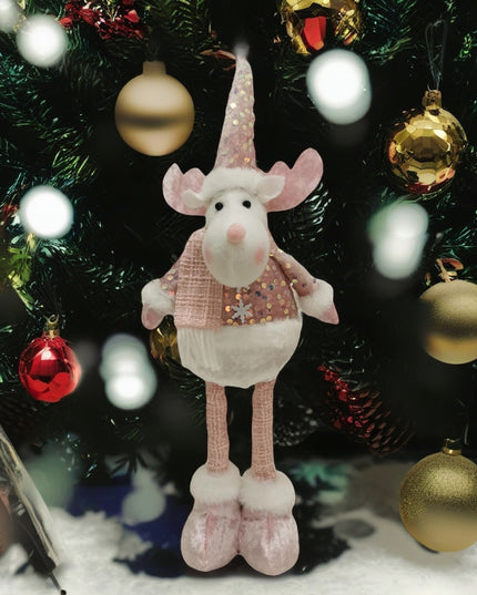 Figurina Decorativa, Pentru Craciun, Ren, Picioare Telescopice, Inaltime Reglabila 44- , Bluza cu Paiete