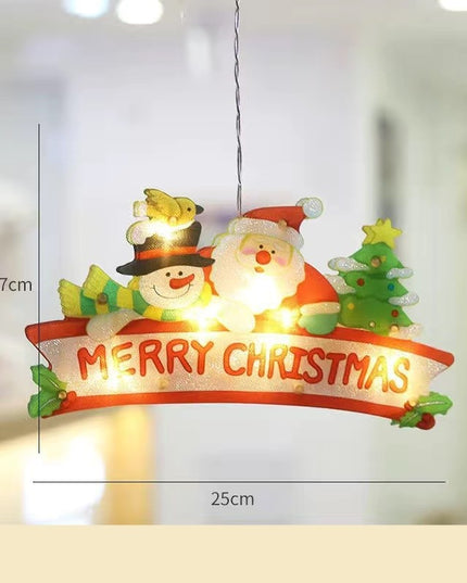 Decoratiune de Craciun pentru fereastra Merry Christmas, cu LED-uri