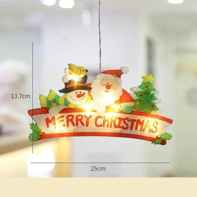 Decoratiune de Craciun pentru fereastra Merry Christmas, cu LED-uri