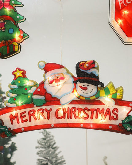 Decoratiune de Craciun pentru fereastra Merry Christmas, cu LED-uri