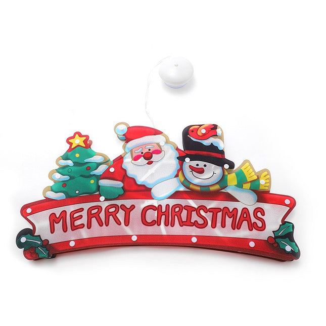 Decoratiune de Craciun pentru fereastra Merry Christmas, cu LED-uri