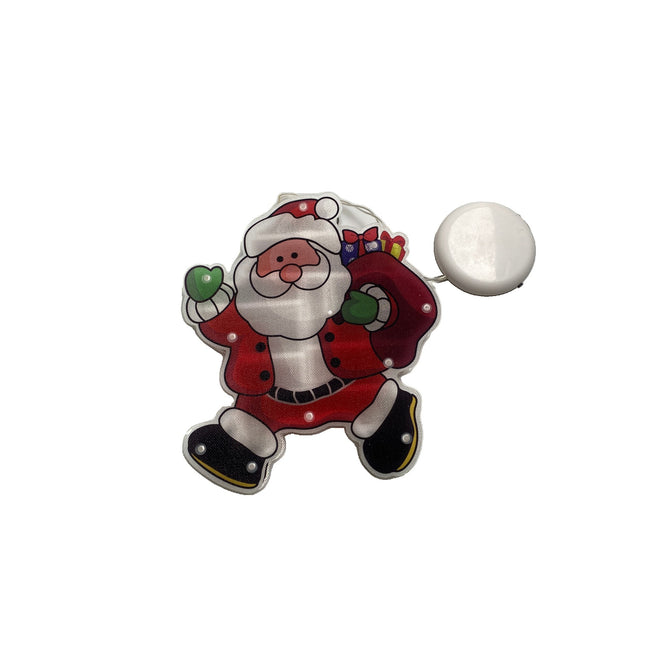 Decoratiune de Craciun pentru fereastra Mos Craciun cu sac, cu LED-uri