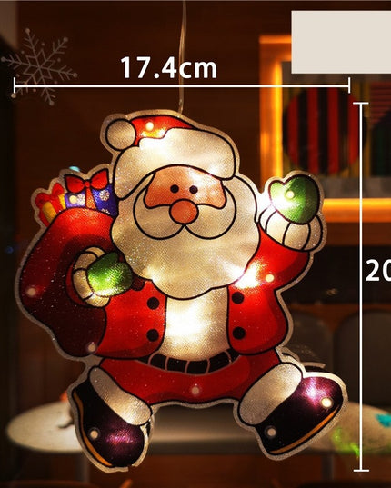 Decoratiune de Craciun pentru fereastra Mos Craciun cu sac, cu LED-uri