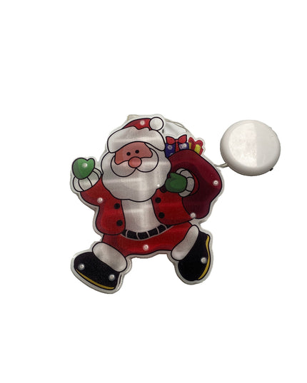 Decoratiune de Craciun pentru fereastra Mos Craciun cu sac, cu LED-uri