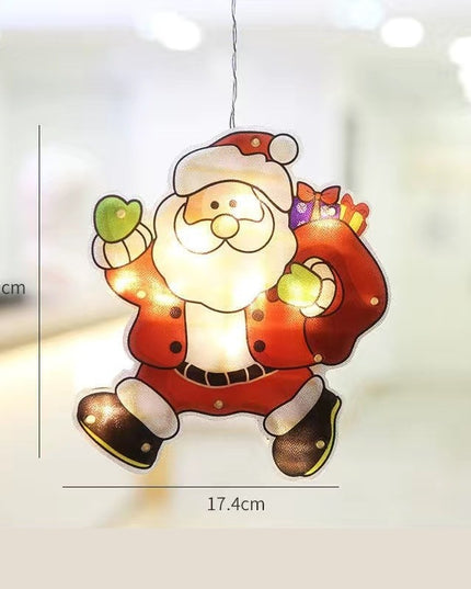 Decoratiune de Craciun pentru fereastra Mos Craciun cu sac, cu LED-uri