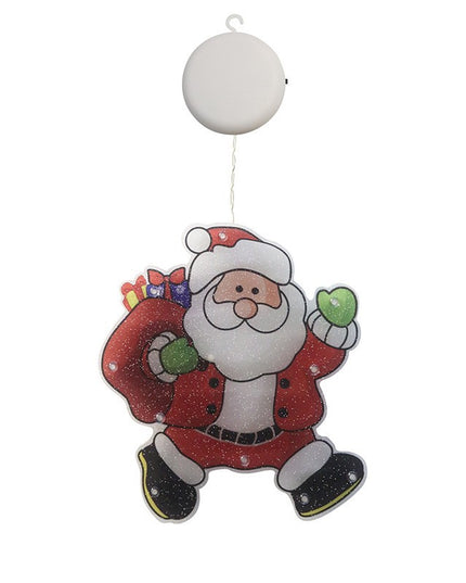 Decoratiune de Craciun pentru fereastra Mos Craciun cu sac, cu LED-uri