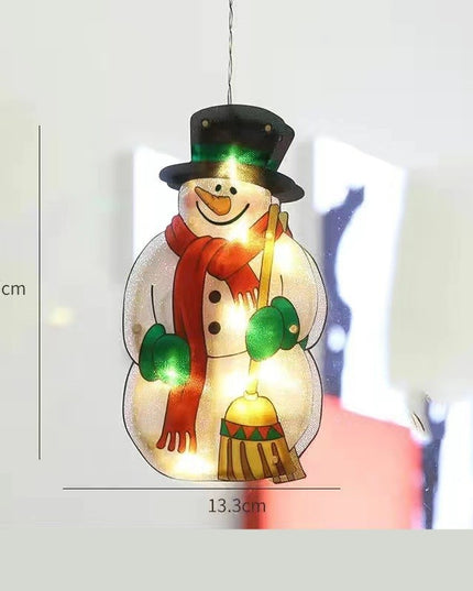 Decoratiune de Craciun pentru fereastra om de zapada, cu LED-uri