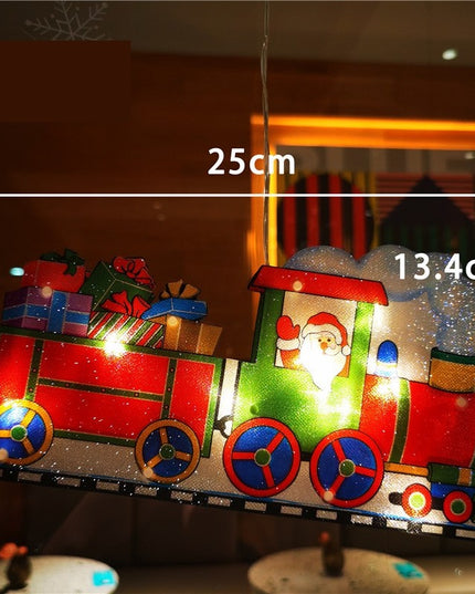 Decoratiune de Craciun pentru fereastra trenulet, cu LED-uri