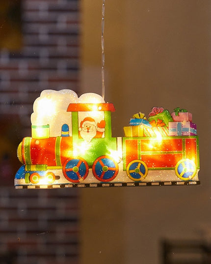 Decoratiune de Craciun pentru fereastra trenulet, cu LED-uri