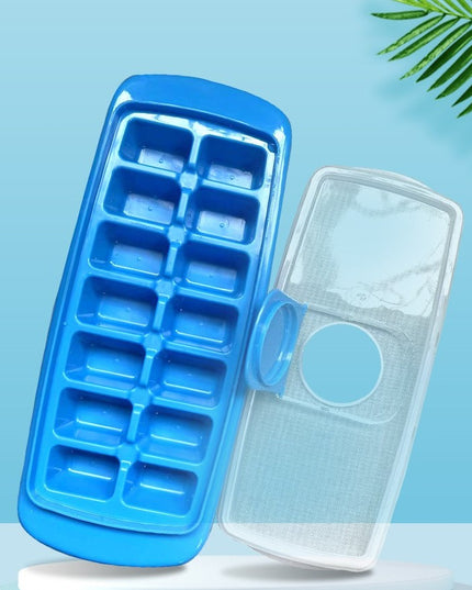 Forma pentru cuburi de gheata 14 cuburi, reutilizabil, plastic alimentar, cu capac, orificiu umplere, dreptunghiulara